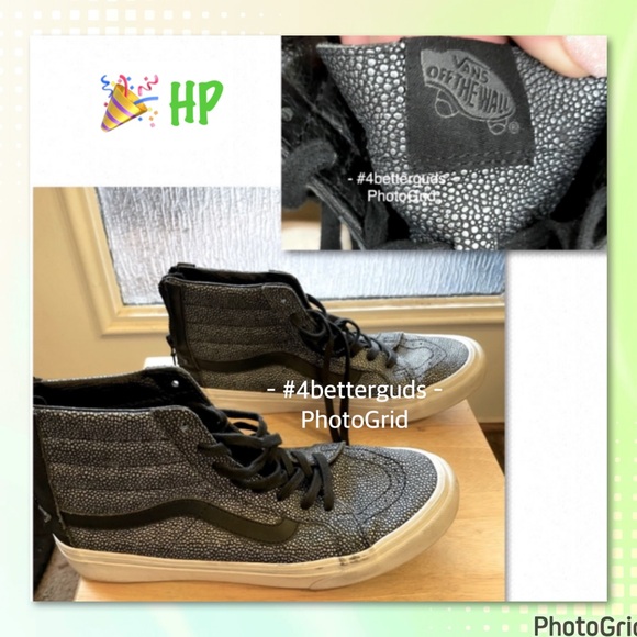 Vans Other - Vans High Top SK8 Metallic Black Silver Pebble Sneakers Unisex M 7.5 W 9